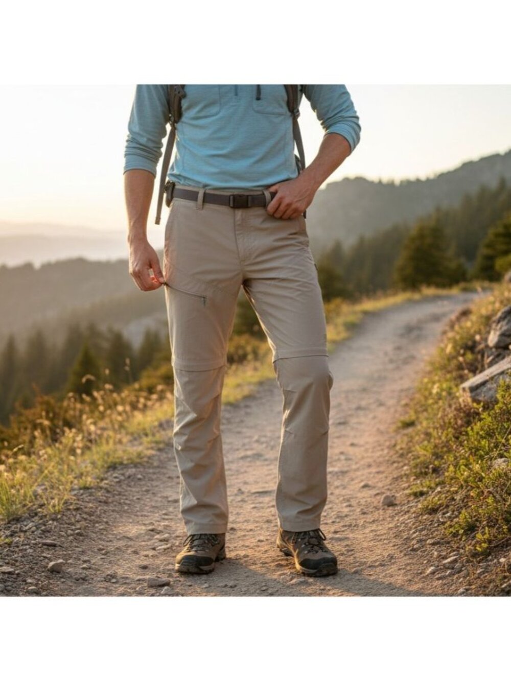 The North Face Convertible Hiking Pants Mens 36 Zip Off Khaki Nylon Outdoor - Picture 2 of 16